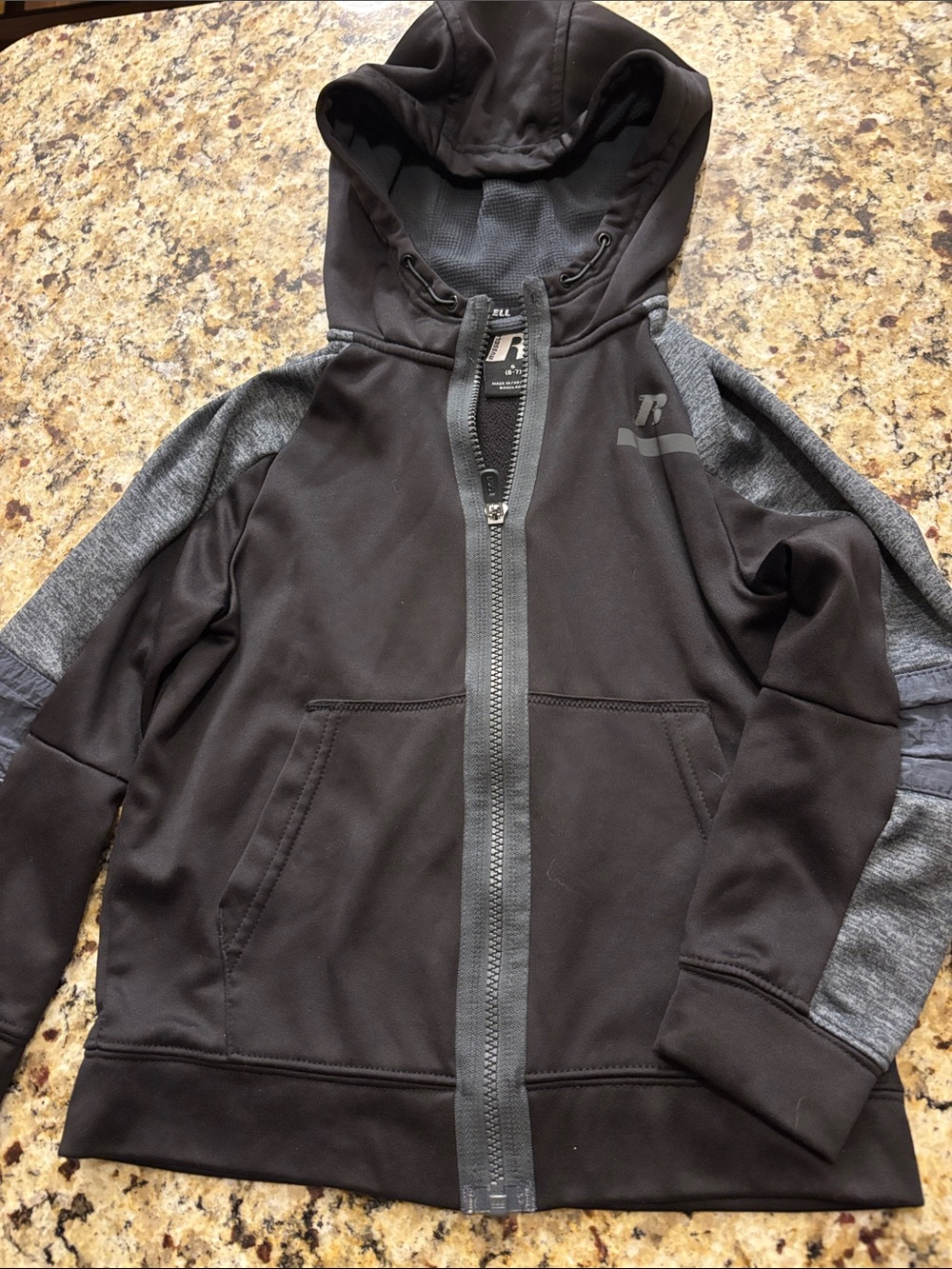 Russell Athletic Black and Gray Kids' Full-Zip Hoodie